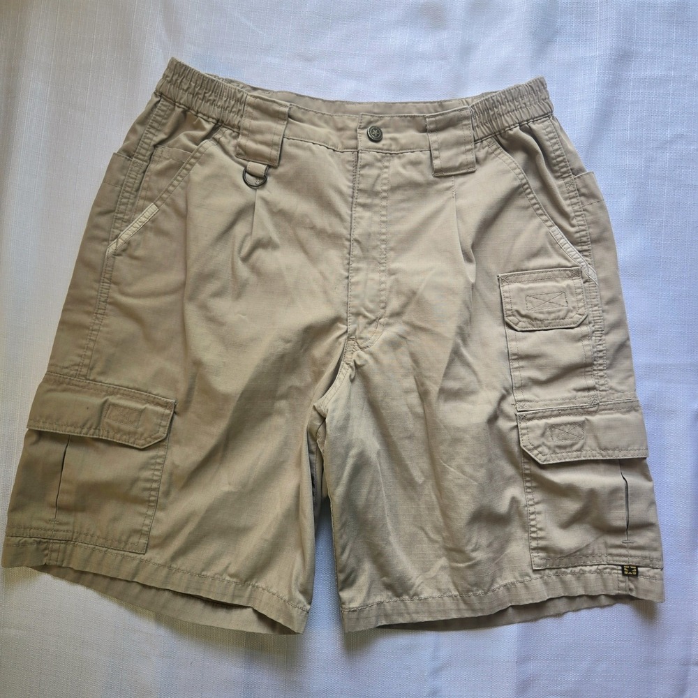 Propper Mens Tactical Cargo Shorts Khaki Ripstop Size 34 Elastic Waist Utility